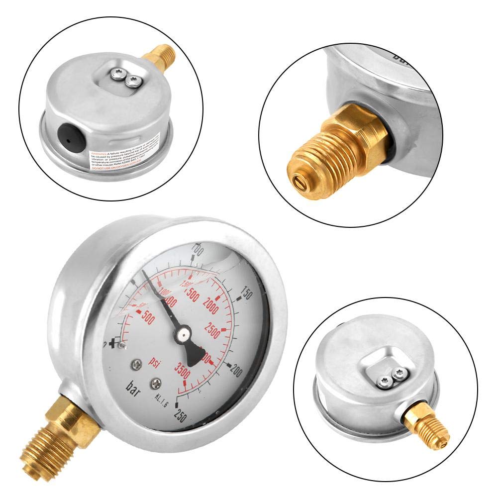 0-250Bar 0-3750PSI G1/4 63mm Mini Dial Pressure Gauge, Pack of 2 W9064