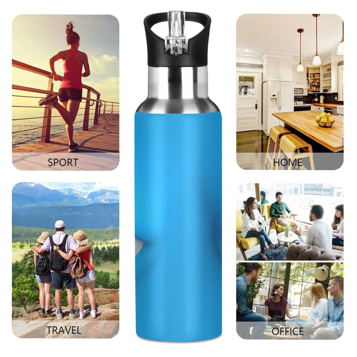 Stainless Steel Insulated Water Bottle with Straw Lid A67553