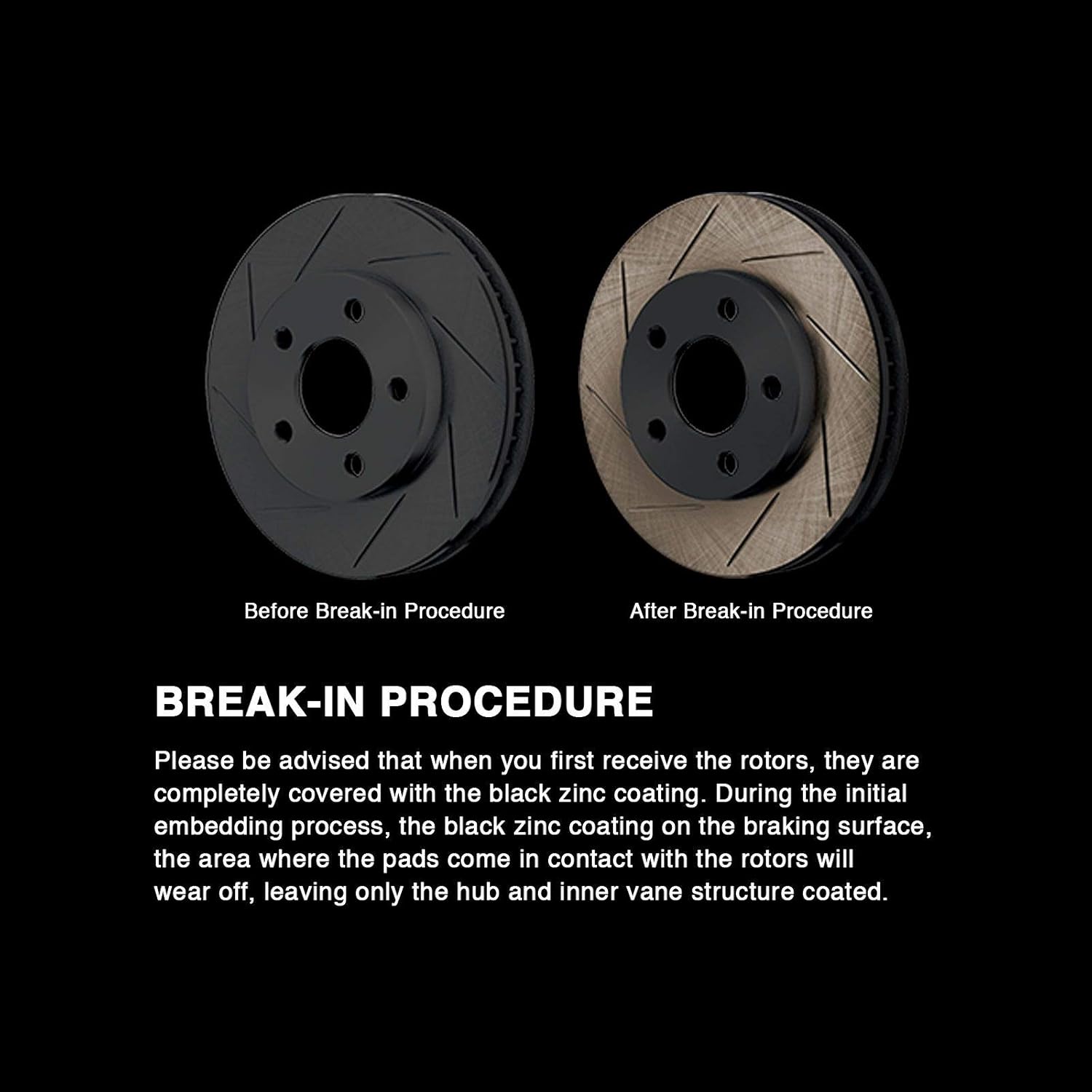 2004-2013 Mazda 3 Rear Black Zinc Slotted Brake Rotors Kit with Semi-Metallic Brake Pads F70867