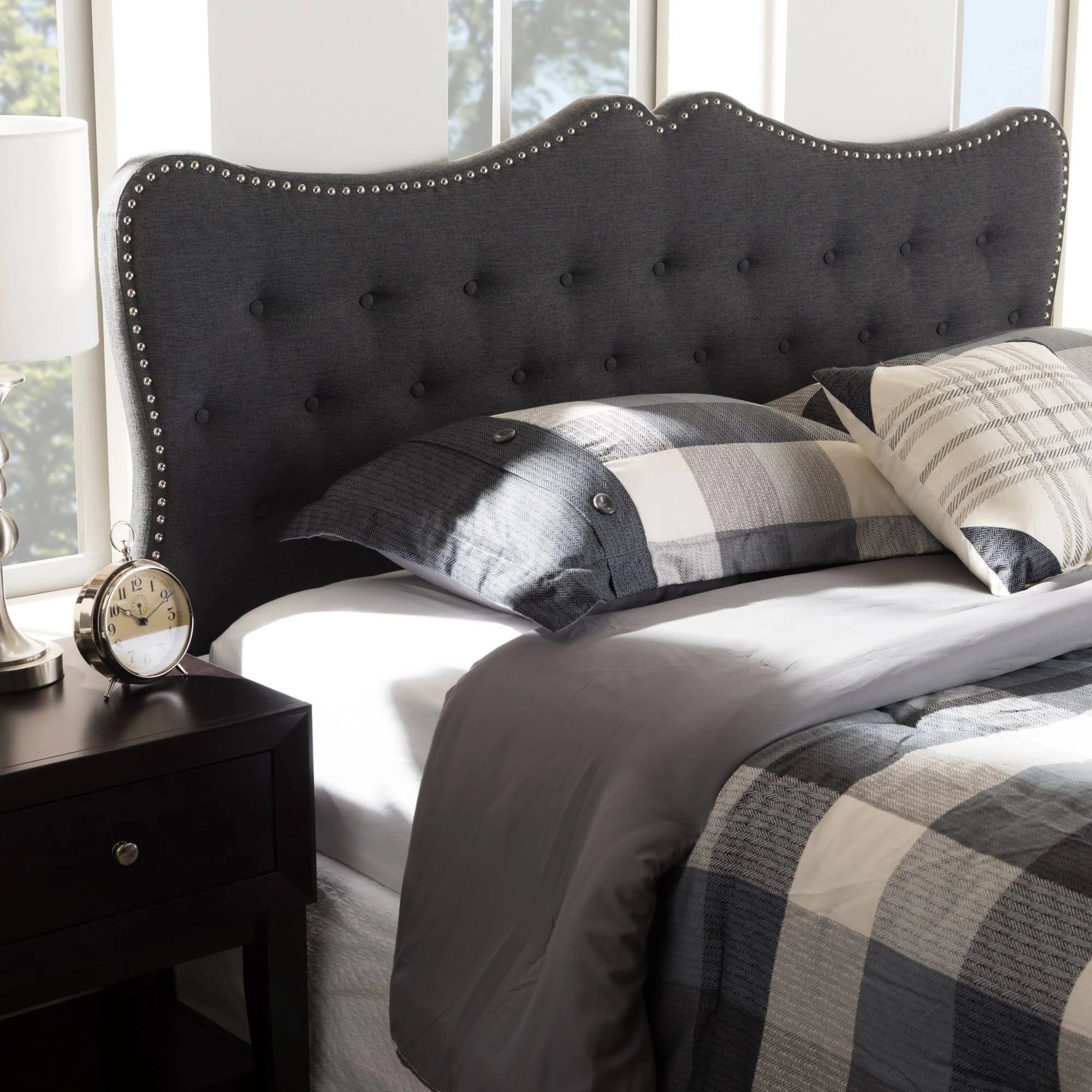 Dark Grey Fabric Full Size Headboard C9450