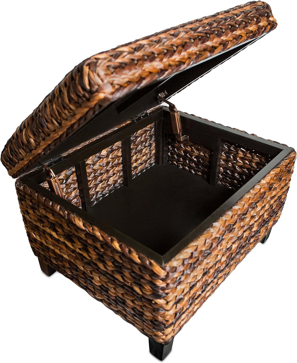 Woven Seagrass Storage Ottoman with Safety Hinges H556078