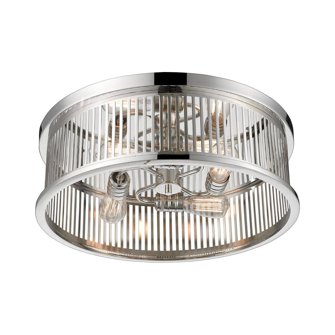 4 Light Flush Mount, Polished Nickel X6906