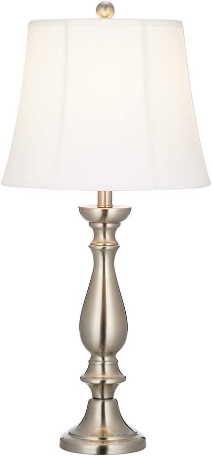 Brushed Steel Tall Floor Lamp with Linen Shade K494