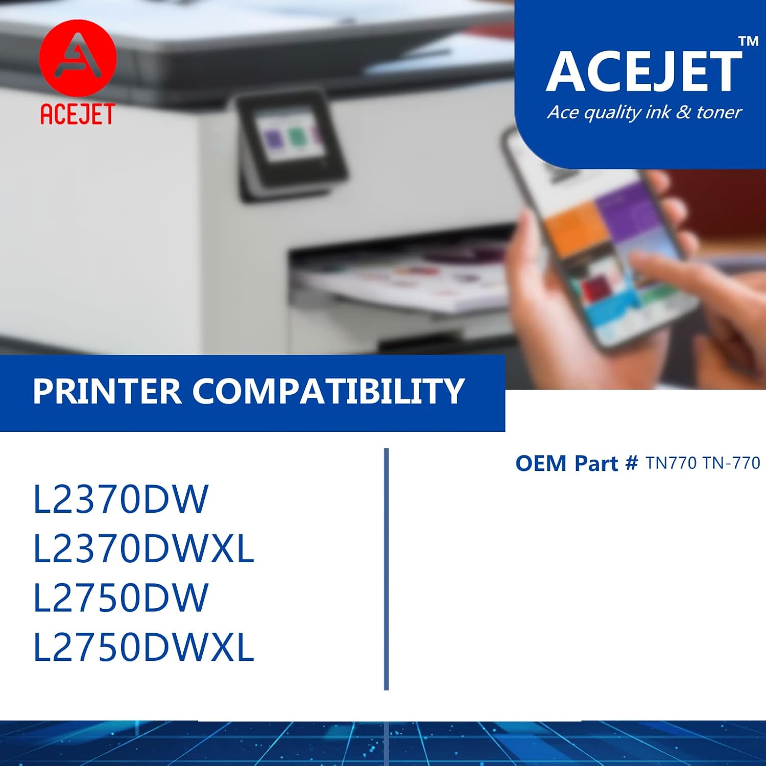 TN770 Compatible Toner Cartridge for Brother HL-L2370DW MFC-L2750DW (1-Pack) D853846