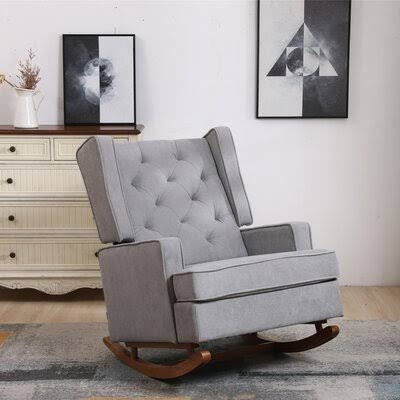 Light Gray Fabric Rocking Chair M4416