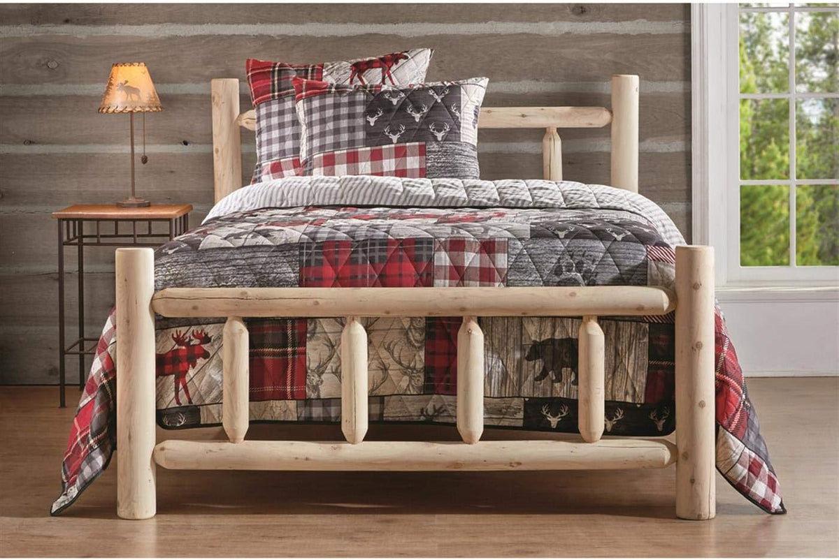 Cedar Log Queen Bed with Headboard and Footboard U5041