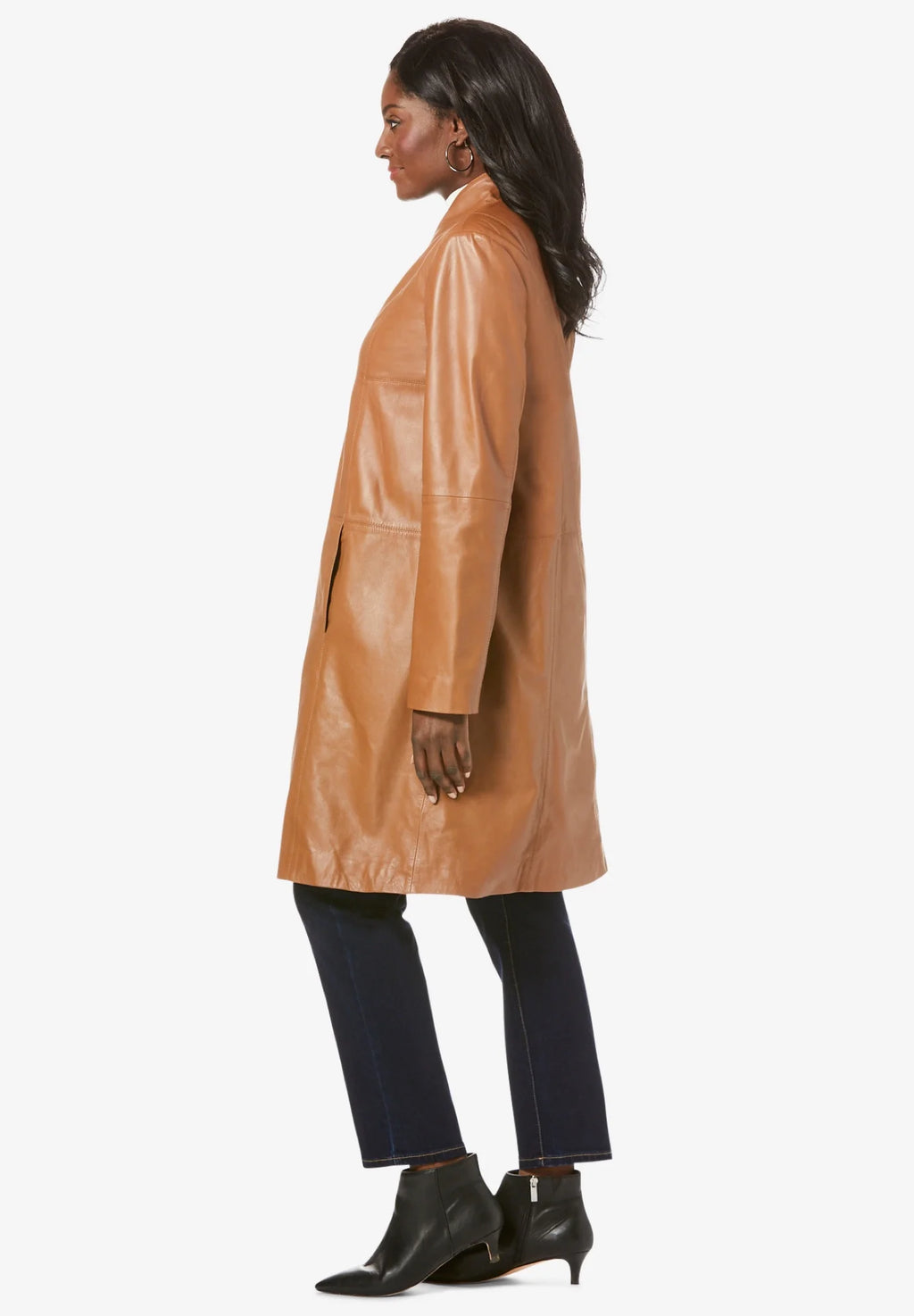 Leather Swing Coat Jacket Y521