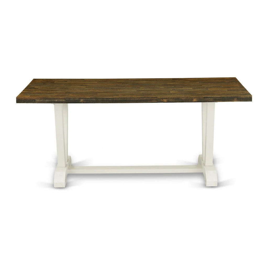 5-piece Wood Dining Set in Linen White/Jacobean N698