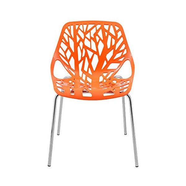 Orange Set of 2 Dining Chair with Chromed Legs M665
