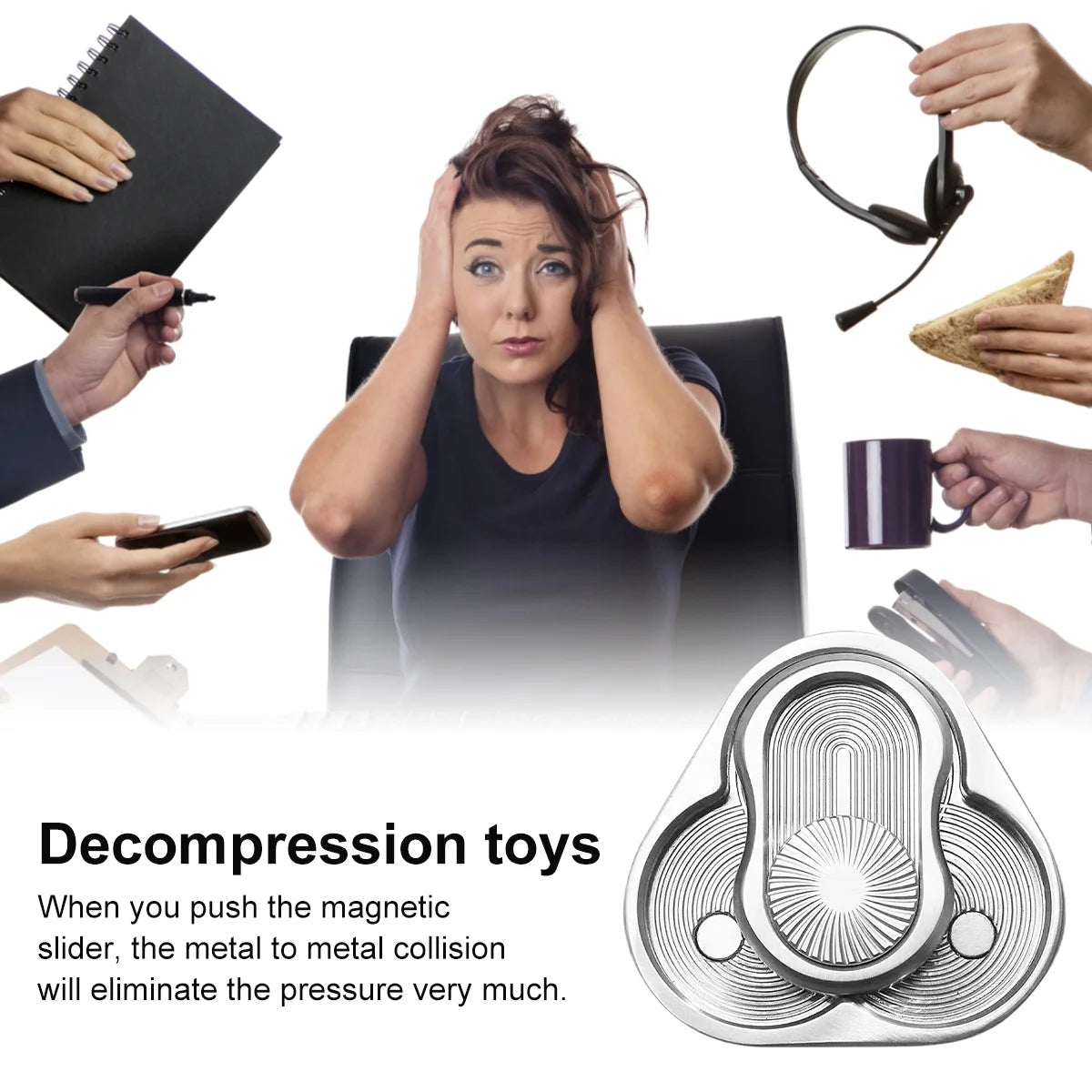 Rotary Push Toy Finger Spinner Stainless Steel Triangle Sensory Hand Toy K849