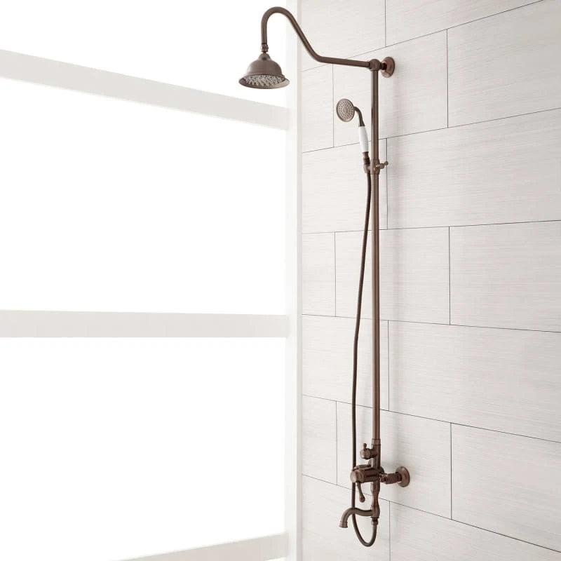 Oil Rubbed Bronze Exposed Shower System with Rain Shower Head Hand Shower and Hose M2739