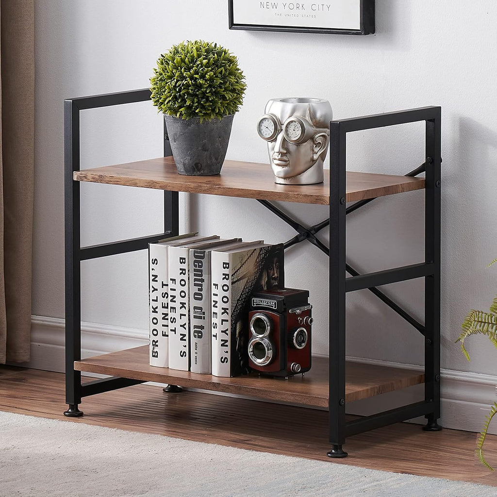 Industrial 5 Tier Wood Bookshelf with Metal Frame R3978