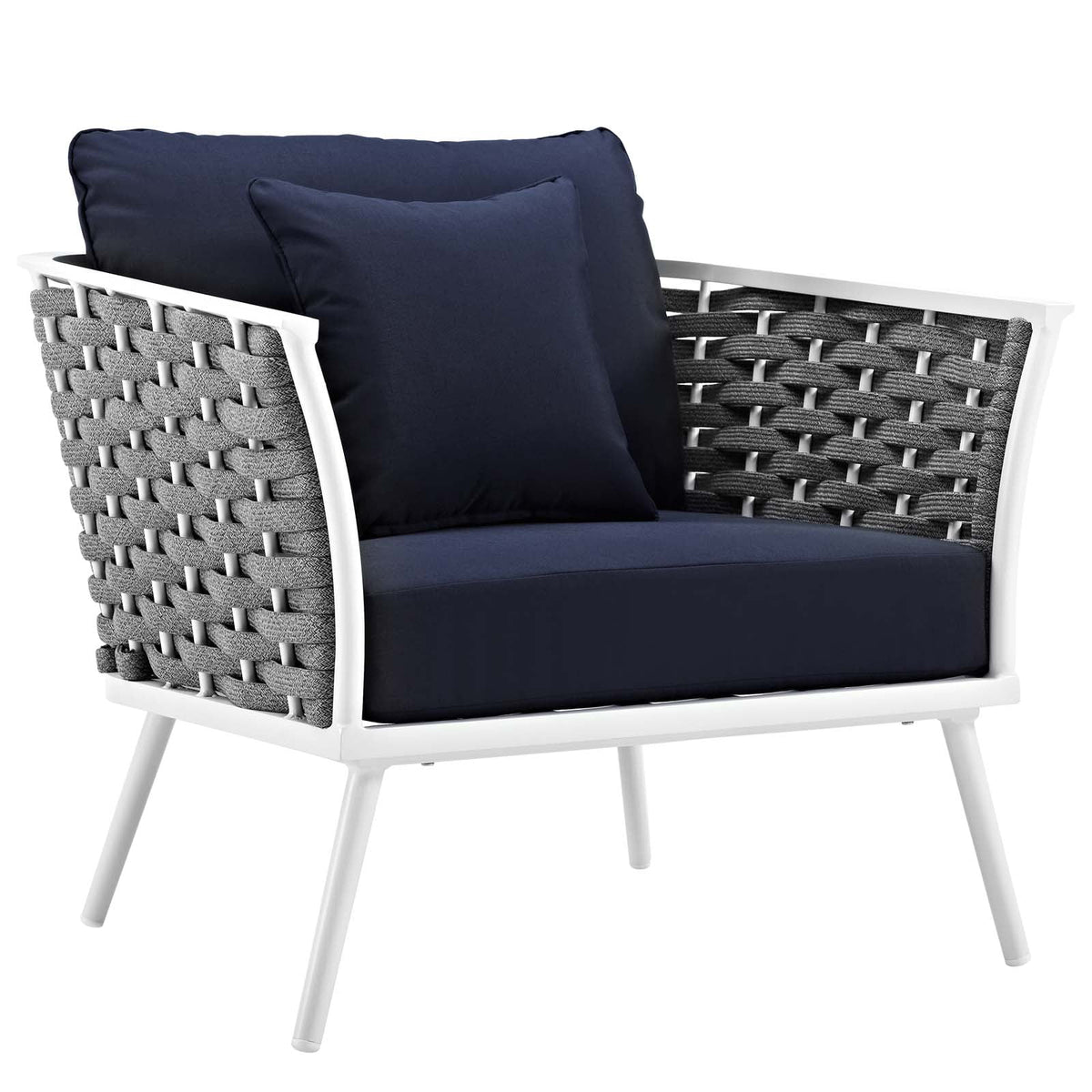 White Navy 3 Piece Outdoor Aluminum Sectional Sofa Set A353