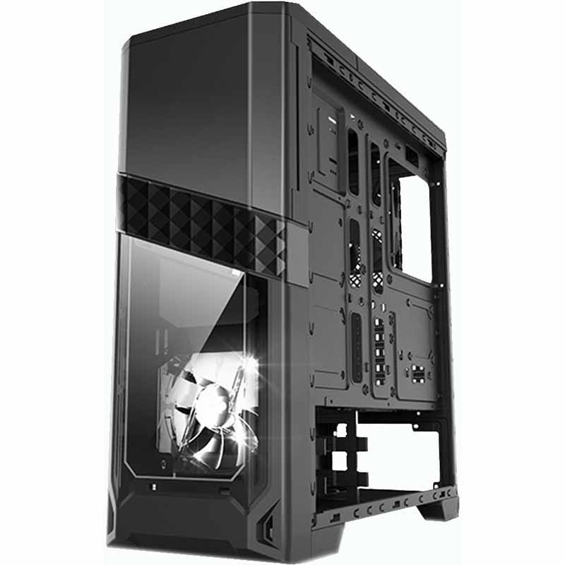 Black SECC Tempered Glass Steel ATX Mid Tower Computer Case H984768