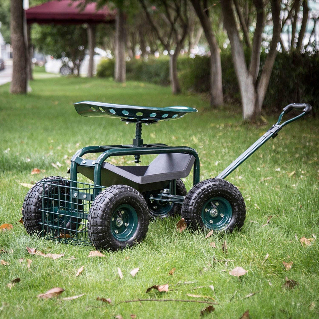 Rolling Garden Cart Work Seat with Tool Tray U57888