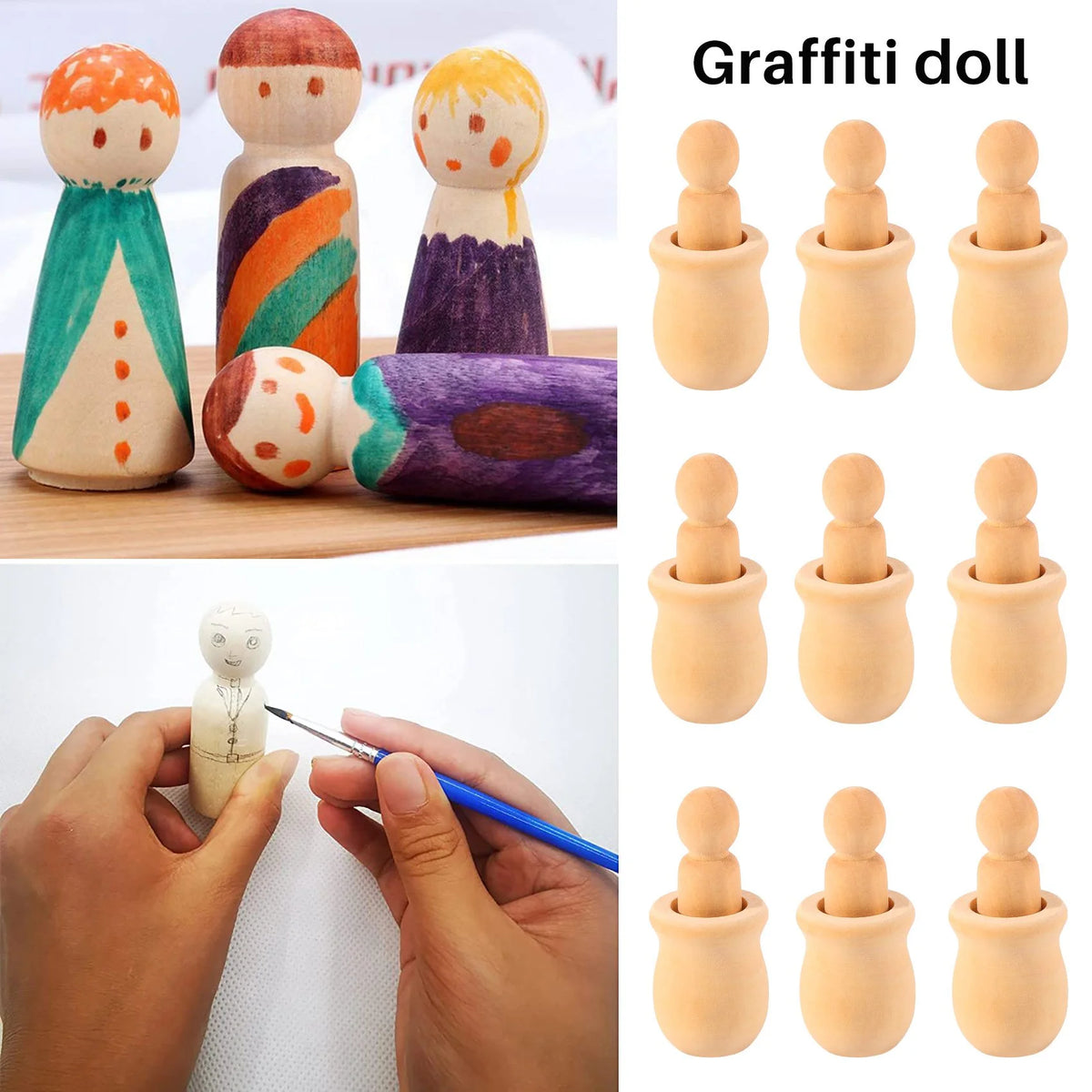 Unfinished Wooden Peg Nesting Dolls U941