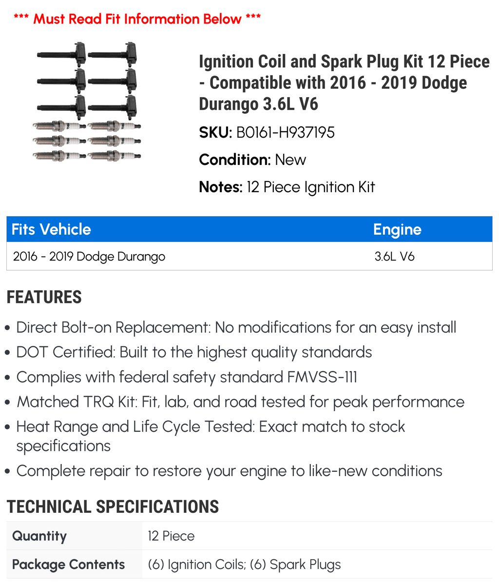 Ignition Coil and Spark Plug Kit 12 Piece N10321
