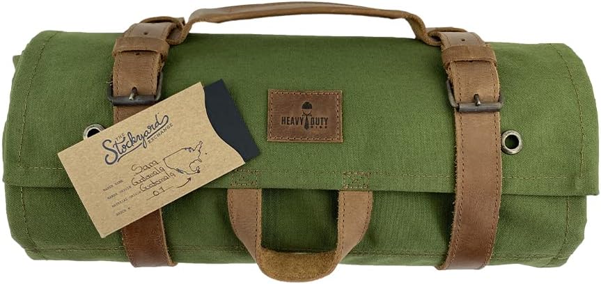 Olive Canvas and Full Grain Leather Tool Roll Bag P85027