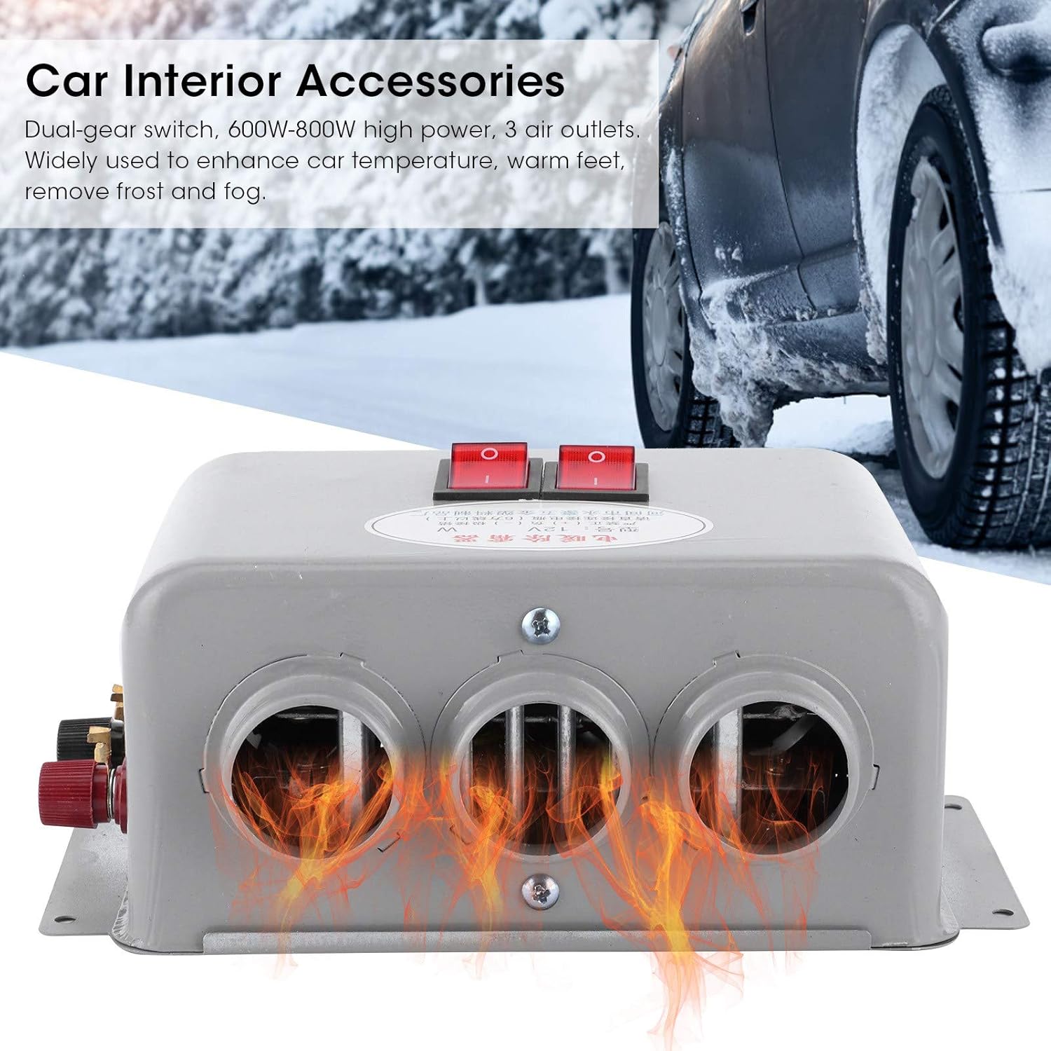 12V Compact Car Heater 3 Hole 600W-800W Pack of 2 U229952