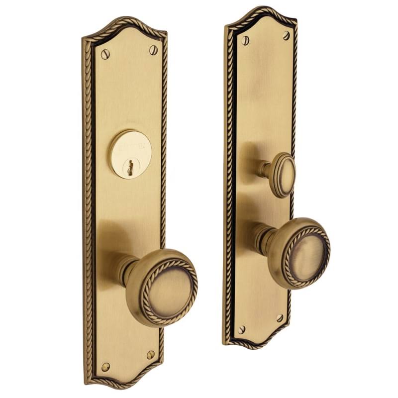Satin Brass Brown Mortise Handleset Entrance Trim Set C927