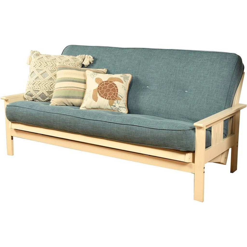 2 Piece Linen Fabric Futon Mattress Set in Aqua Blue Z2903