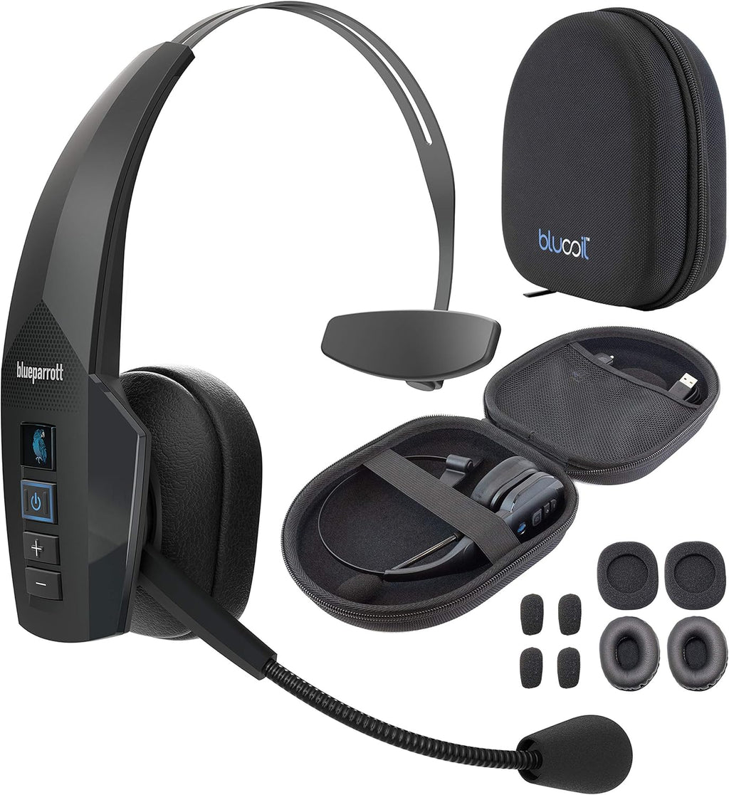 Noise Canceling Bluetooth Headset with Carrying Case and Replacement Ear Pads N10844