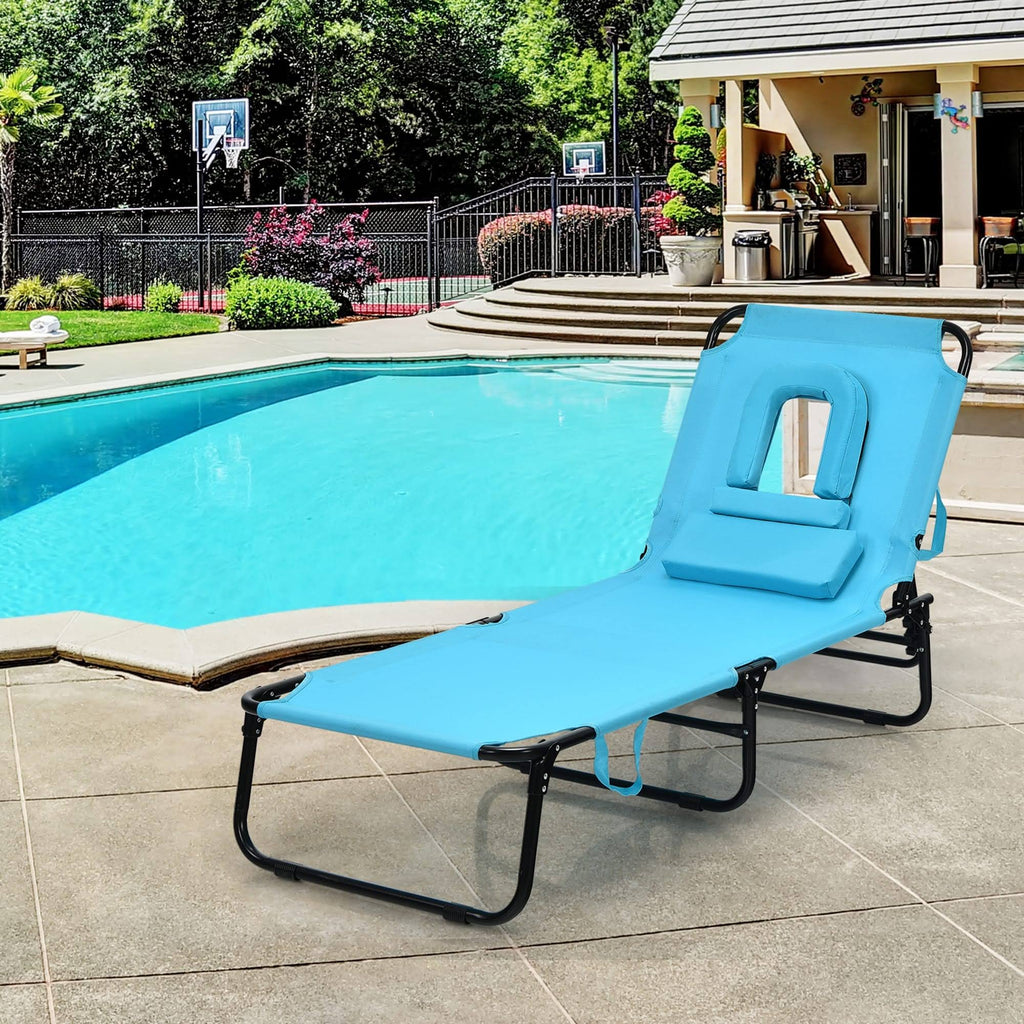 Turquoise Folding Chaise Lounge Chair Bed Q4675
