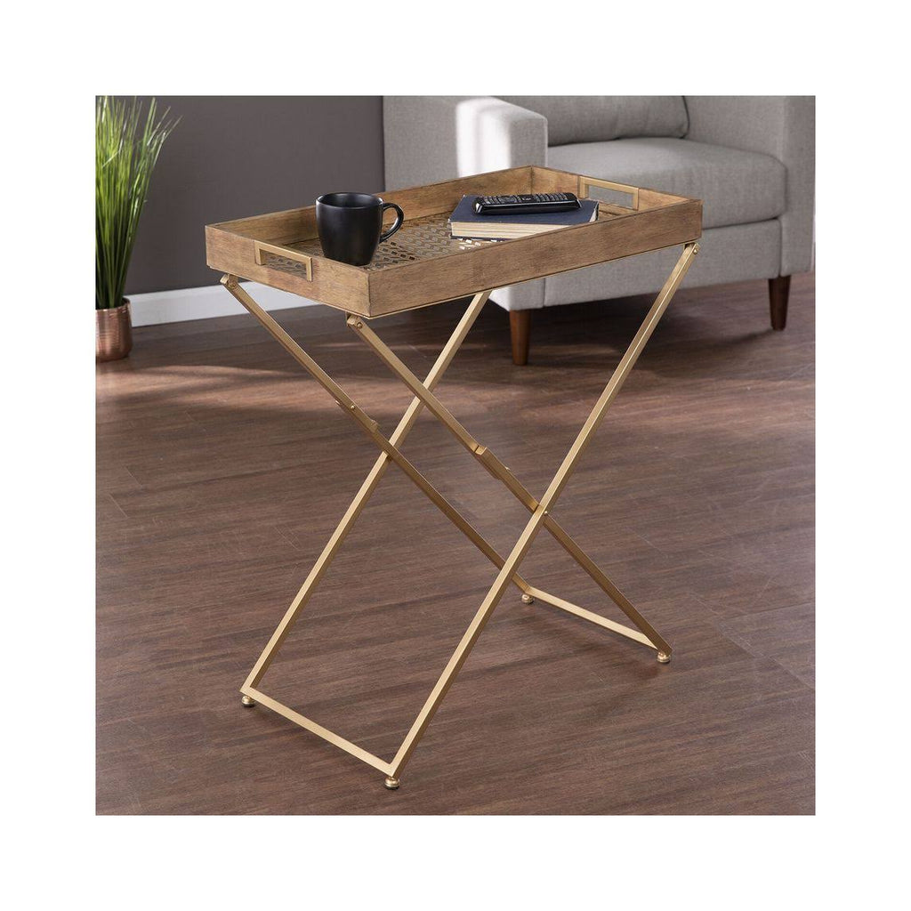 Rectangular Folding Side Table in Natural / Gold N5604