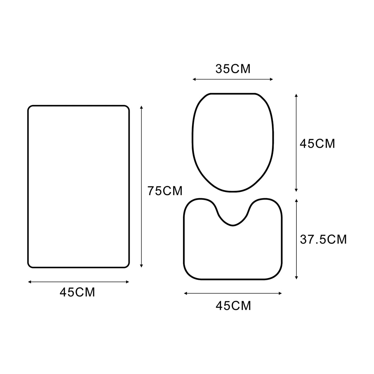 3 Piece Bathroom Rugs Set with Contour Mat and Toilet Lid Cover S5706