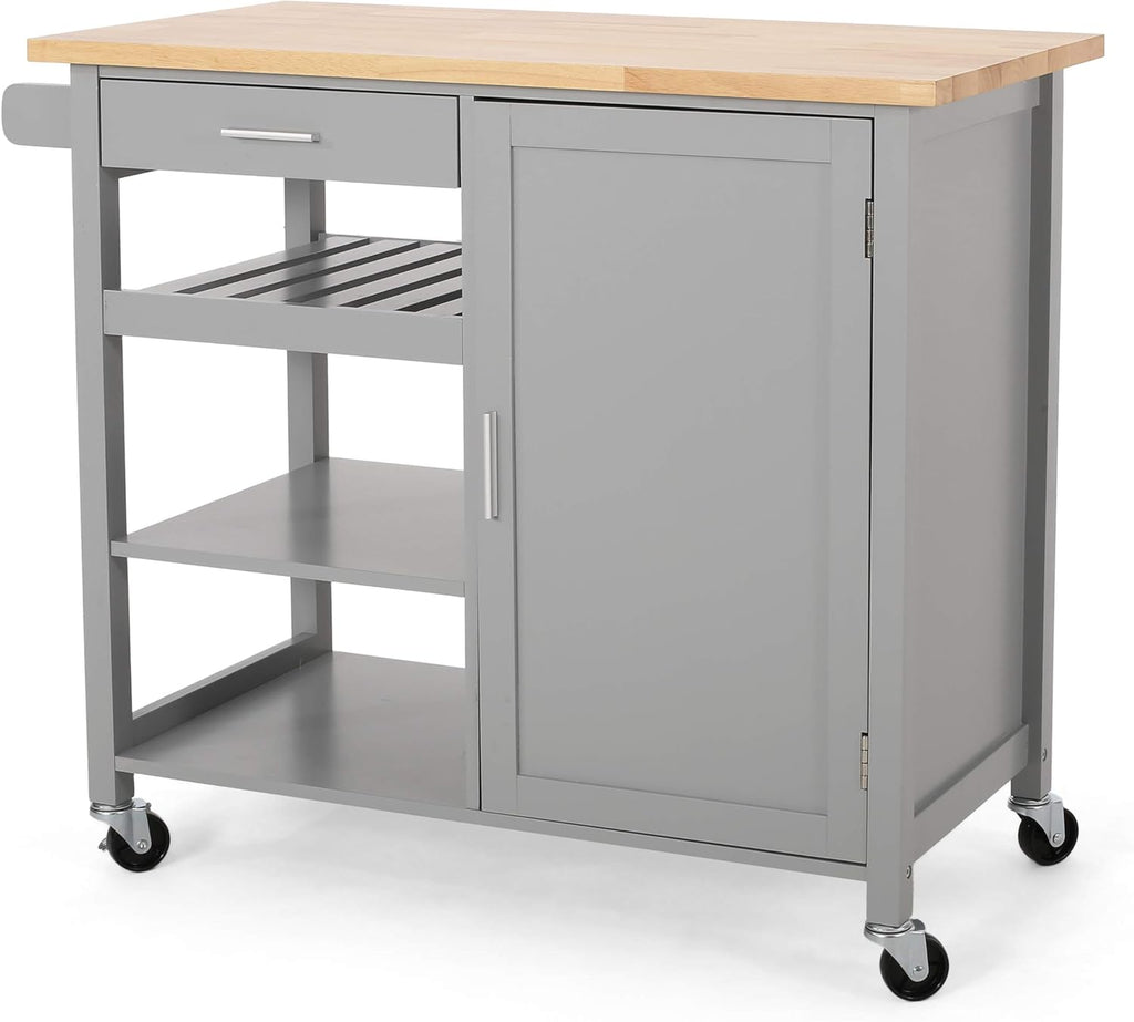 Natural White Kitchen Cart with Wheels J5645