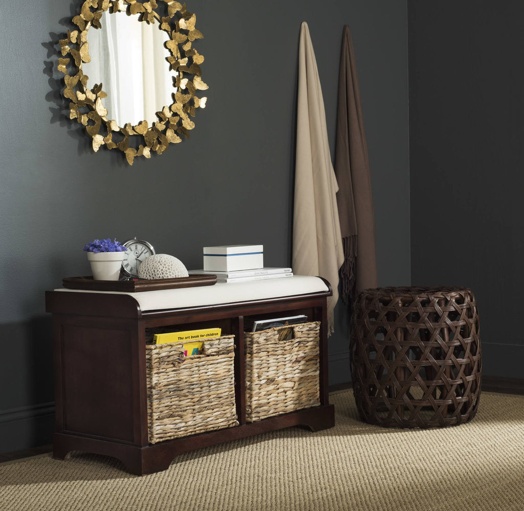 Brown Wicker Storage Bench F636106