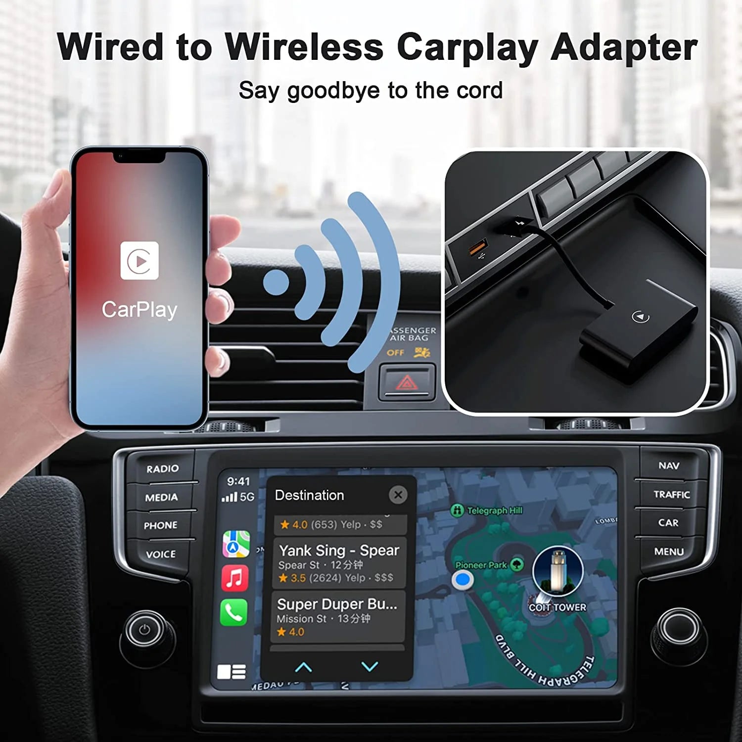 Wireless CarPlay Adapter for Factory Wired CarPlay Cars U2580