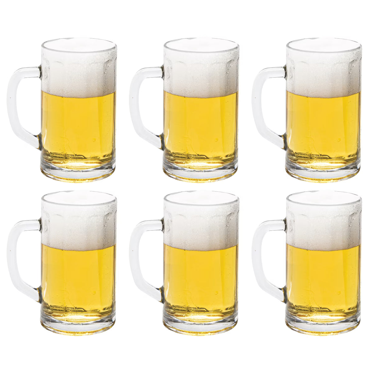 13.5 Ounce Clear Beer Mugs with Handle, Set of 6 Z571