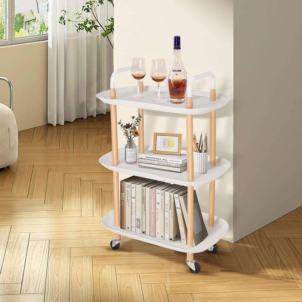3-Tier Rolling Storage Cart with Lockable Wheels Q416