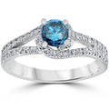 1ct Blue Diamond Twist Engagement Ring 14K White Gold C415440