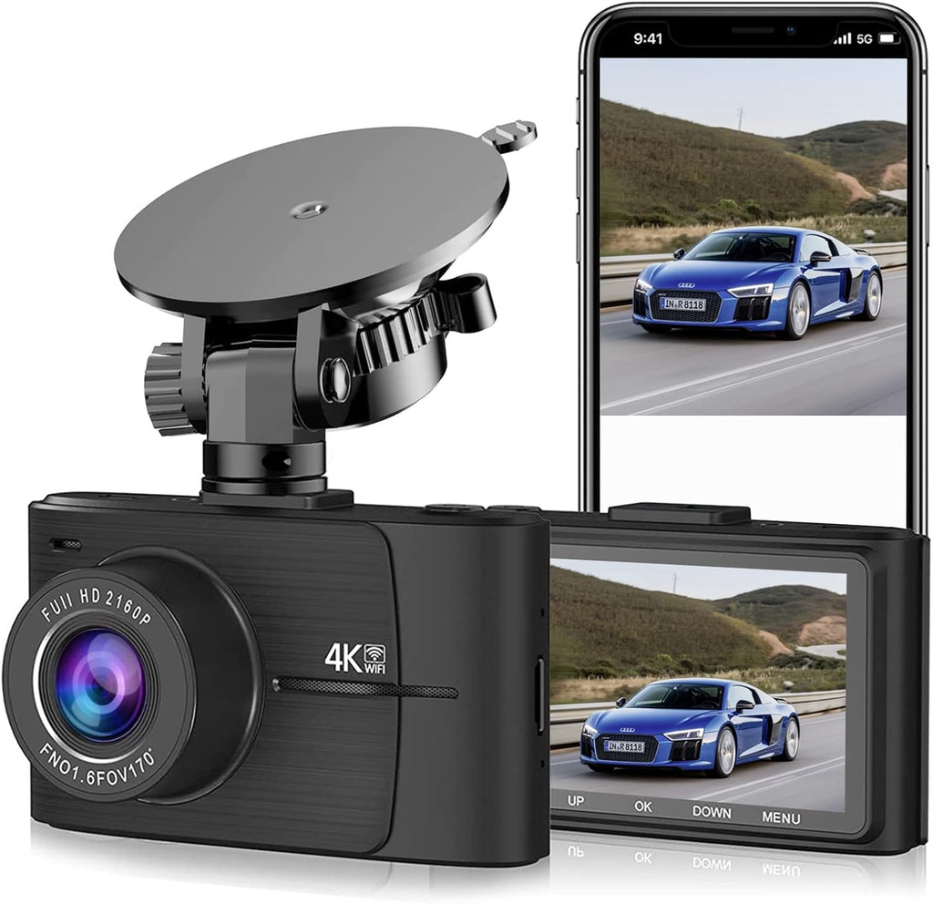 4K Dash Cam with WiFi, 3" IPS Screen, 170° Wide Angle, Parking Monitor Z471989