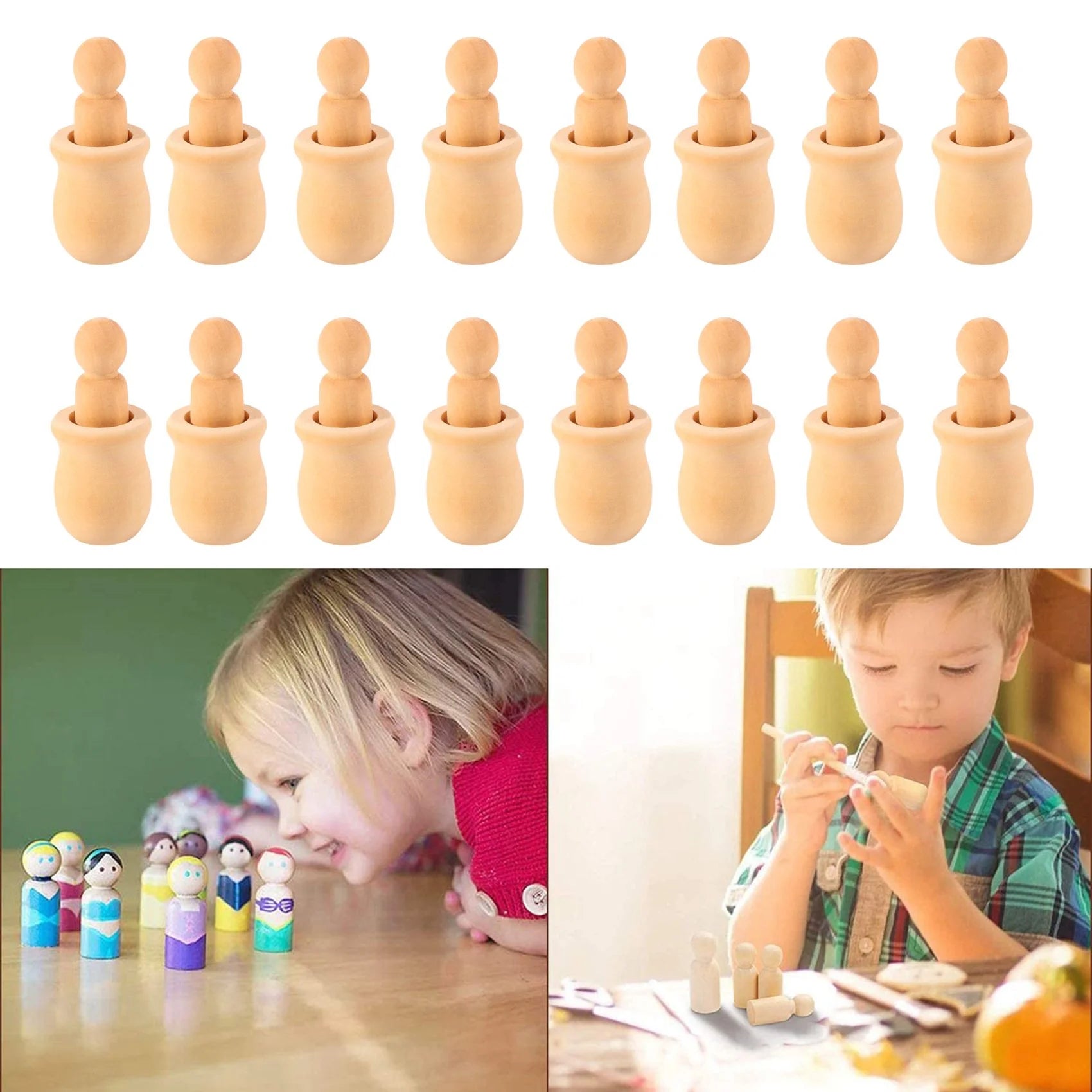 Unfinished Wooden Peg Nesting Dolls U941