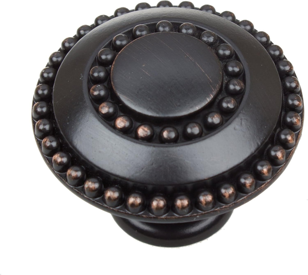 25 Pack Matte Black Round Double-Ring Beaded Cabinet Knobs U43157
