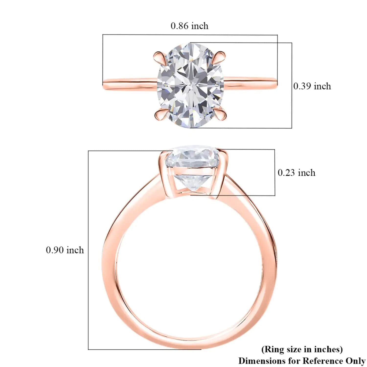 Moissanite Oval 10K Rose Gold Solitaire Ring Size 9 Ct 1.64 B2741