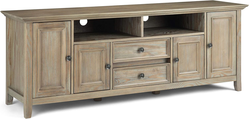 72 inch Solid Wood TV Media Stand with Storage Shelves and Cabinets M7138