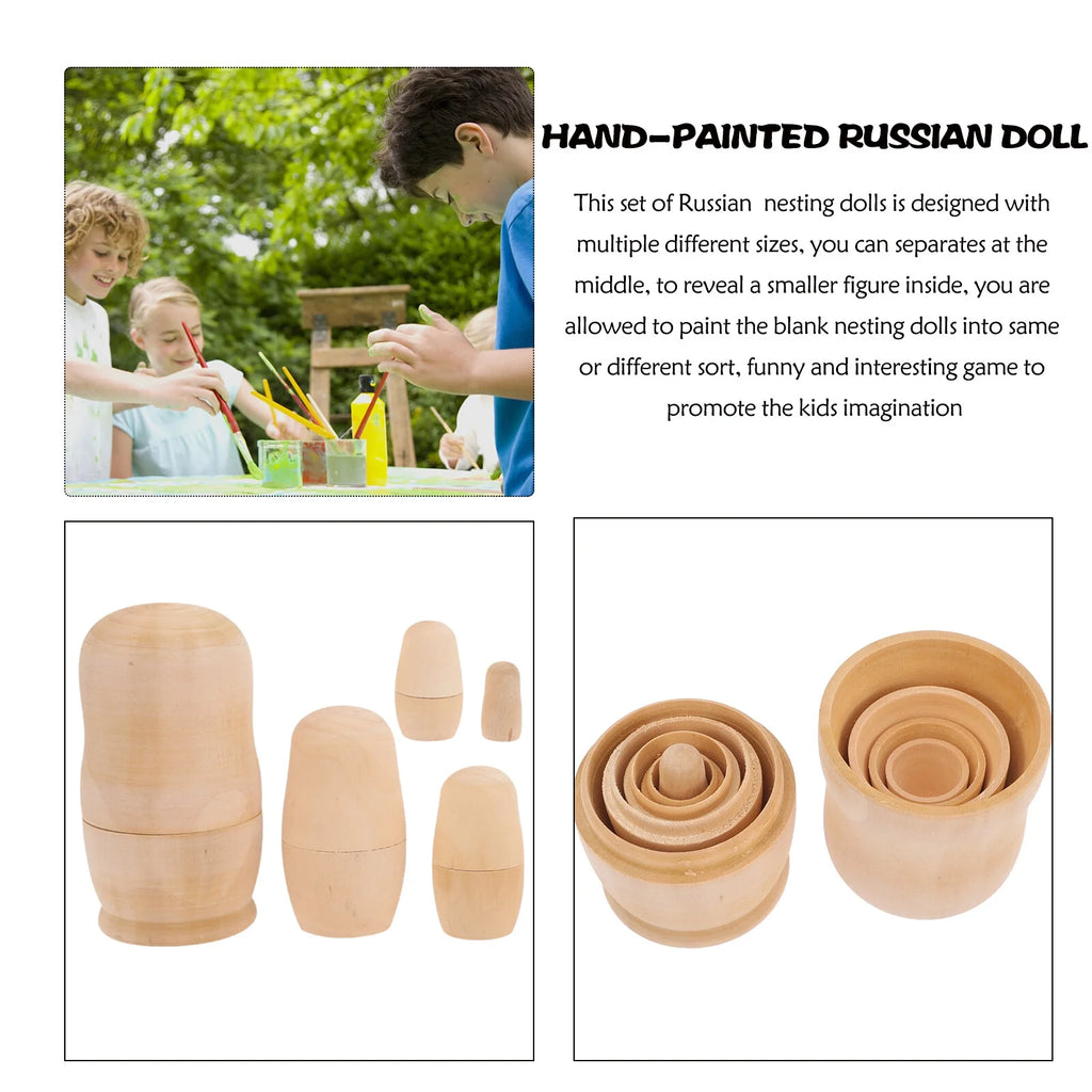 White 5-layer Matryoshka Dolls Blank Playset J246719
