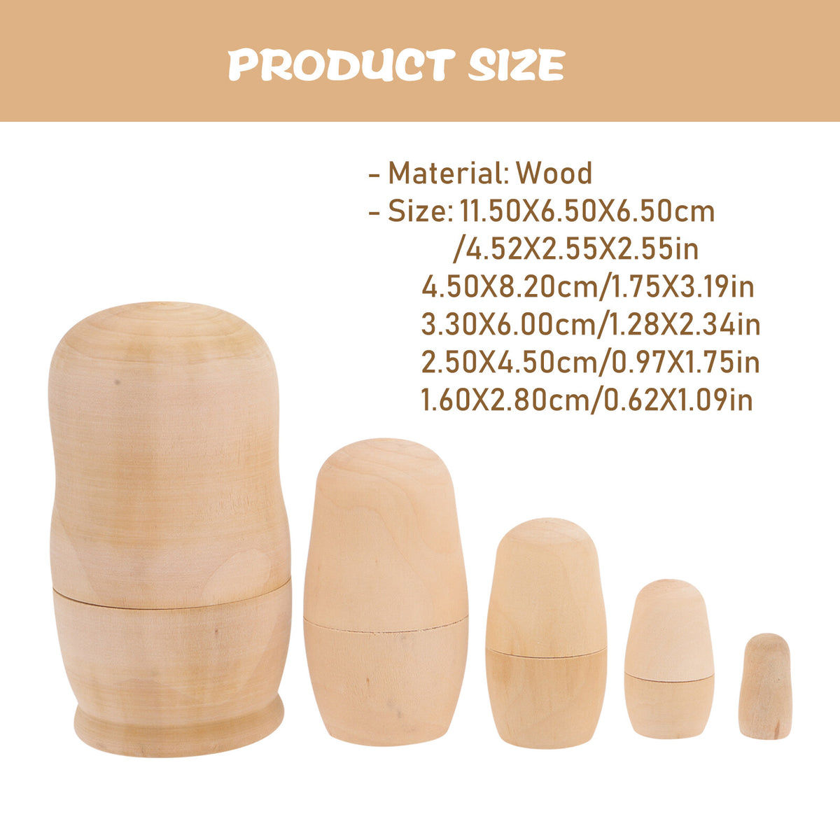 White 5-layer Matryoshka Dolls Blank Playset J246719