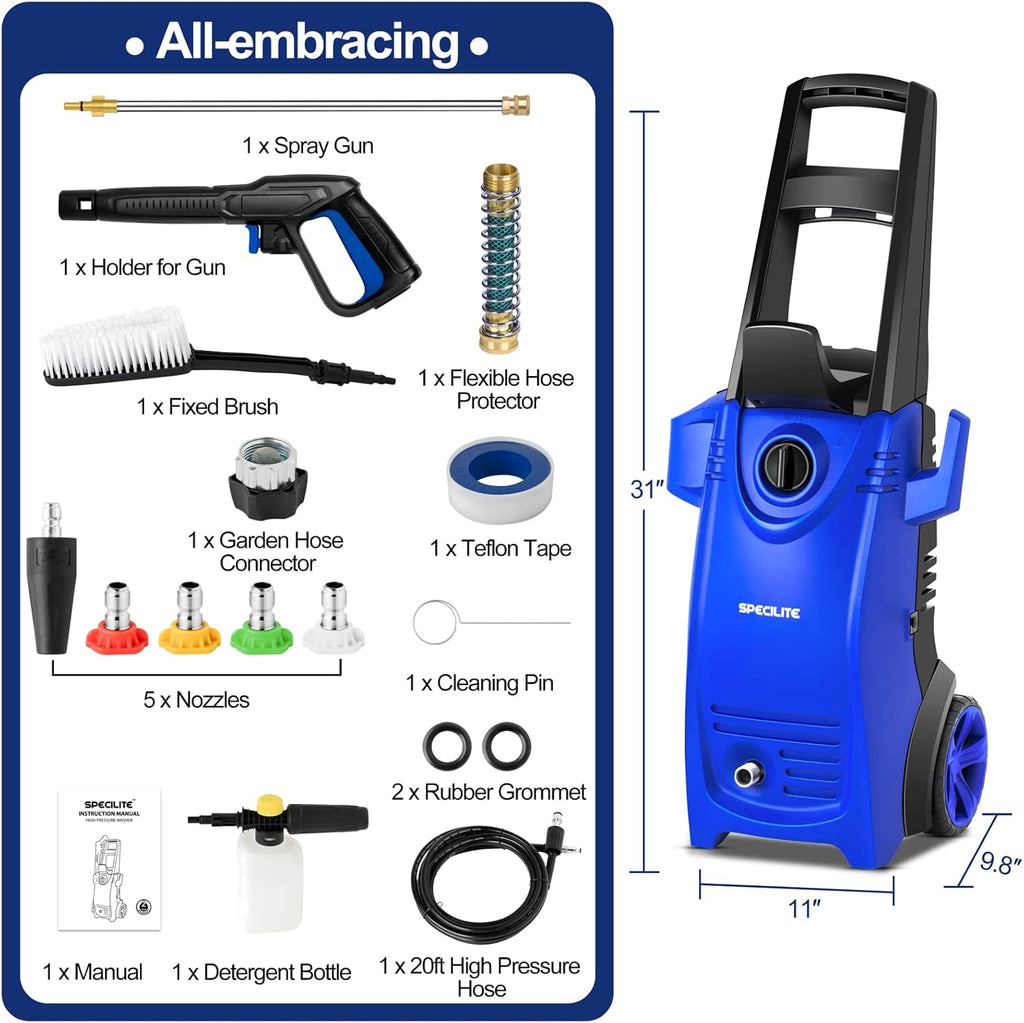 Electric Pressure Power Washer 1800W 2000 PSI 1.76 GPM Blue B7740