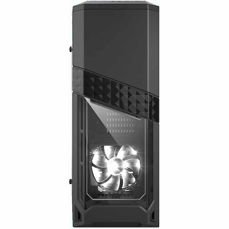 Black SECC Tempered Glass Steel ATX Mid Tower Computer Case H984768