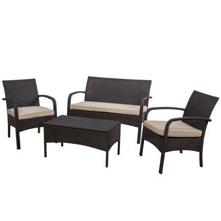 Brown Wicker 4 Piece Chat Set B32289