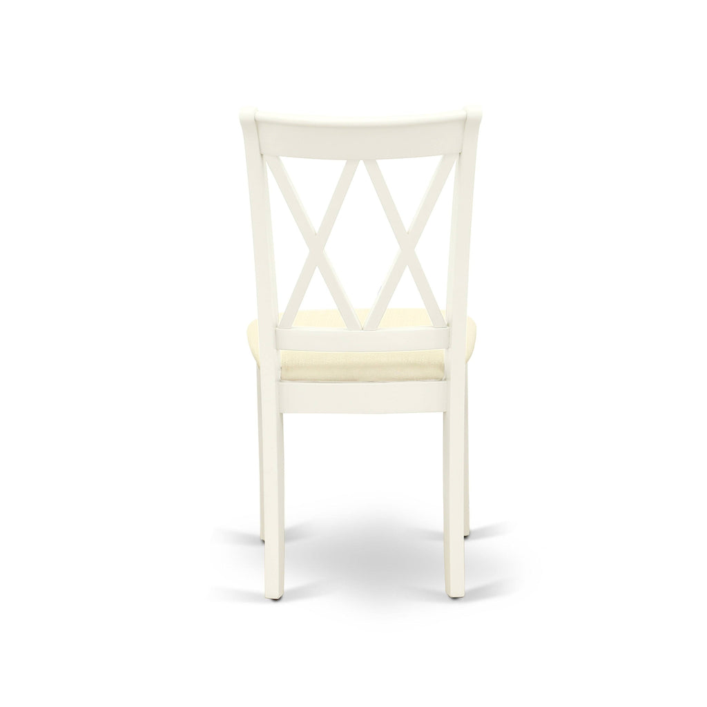 Set of 2 Linen White Fabric Upholstered Chairs D7949