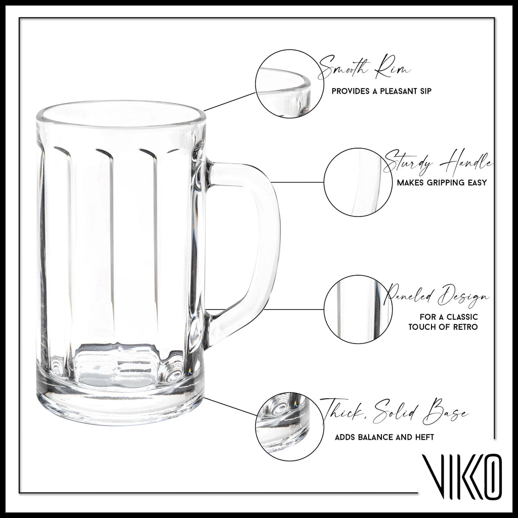 13.5 Ounce Clear Beer Mugs with Handle, Set of 6 Z571