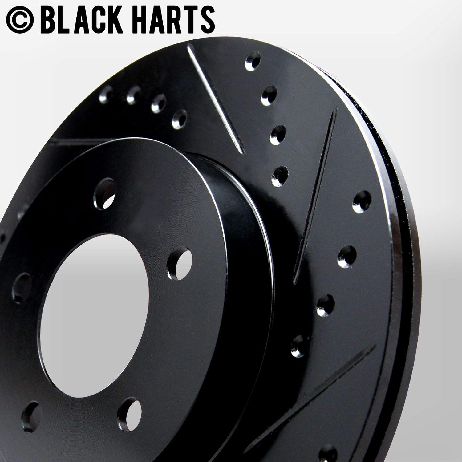 Front Brake Rotors Black Drilled Slotted Heavy Duty Pads C716