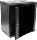 12U 19-Inch Wallmount Server Network Rack with Locking Glass Door Black J241