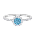 10K White Gold Aquamarine Ring with Diamond Halo F3108